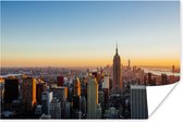 Skyline van New York met een zonsondergang Poster 180x120 cm - Foto print op Poster (wanddecoratie woonkamer / slaapkamer) XXL / Groot formaat!