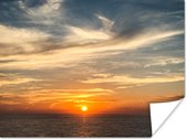 Zonsondergang aan het einde van de horizon langs de Japanse kust poster 80x60 cm - Foto print op Poster (wanddecoratie woonkamer / slaapkamer) / Zeeën en meren Poster / Zee en Strand