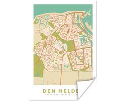 Poster Plattegrond - Den Helder - Vintage - 20x30 cm - Stadskaart