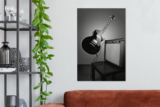 Tableau Peinture sur toile Une guitare électrique flottante - noir et blanc  - 60x90 cm... | bol