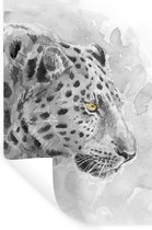 Stickers muraux - Panthère - Aquarelle - Zwart - Wit - 40x60 cm - Feuille adhésive