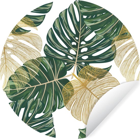 Papier peint Circle - Tropical - Feuilles - Vert - 50x50 cm - Wall Circle