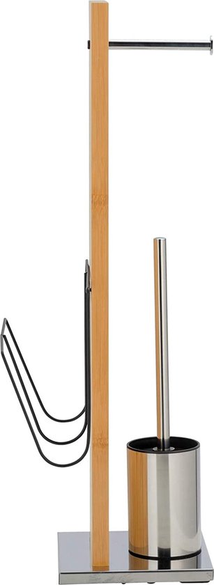 Wenko Toiletborstel- En Rolhouder Portofino 68 Cm Rvs/hout Zilver