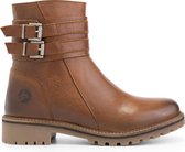 Travelin' Valle Dames Enkellaarzen - Wol gevoerde boots - Cognac Leer - Maat 42
