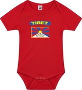 Tibet baby rompertje met vlag rood jongens en meisjes - Kraamcadeau - Babykleding - Tibet landen romper 80 (9-12 maanden)