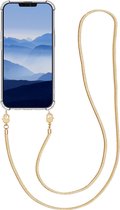 kwmobile hoesje voor Apple iPhone 13 - Beschermhoes voor smartphone in transparant / goud - Hoes met koord