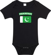 Pakistan baby rompertje met vlag zwart jongens en meisjes - Kraamcadeau - Babykleding - Pakistan landen romper 68 (4-6 maanden)