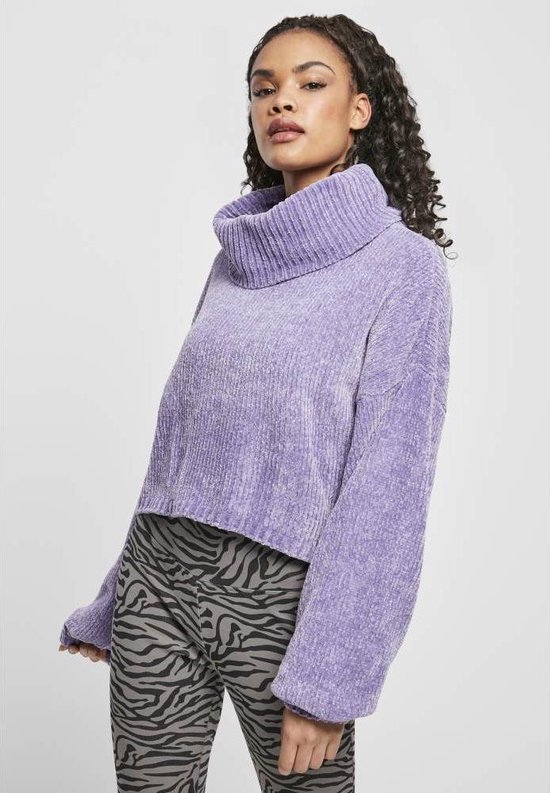 Urban Classics Sweater/trui Short Chenille Turtleneck Paars