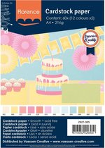 Florence Karton - Pastel - A4 - Gladde textuur - 216g - 60 vellen