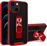 Dual-color Skin Feel TPU + PC Magnetische schokbestendige hoes met onzichtbare houder voor iPhone 13 (rood)