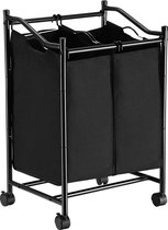 Wasmand - Wassorteerder - Wasmand 2 vakken - Wasbox - 80 x 41 x 51 - Zwart