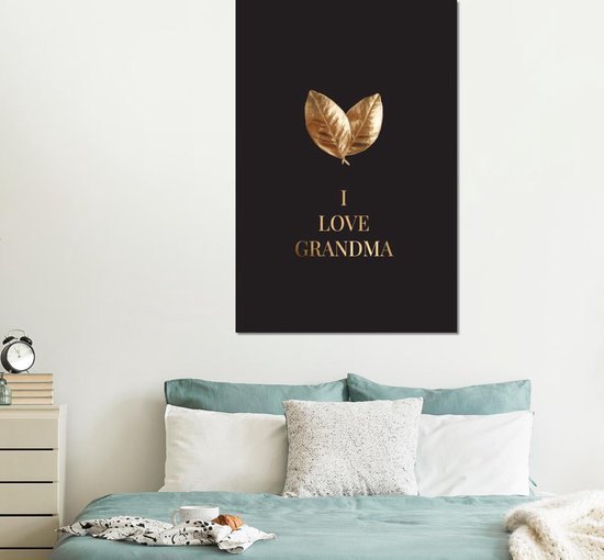 Décoration murale Métal - Peinture Aluminium Industriel - J'aime grand-mère - Grand-mère - Proverbes - Citations - 100x150 cm - Dibond - Photo sur aluminium - Décoration murale industrielle - Pour le salon/chambre