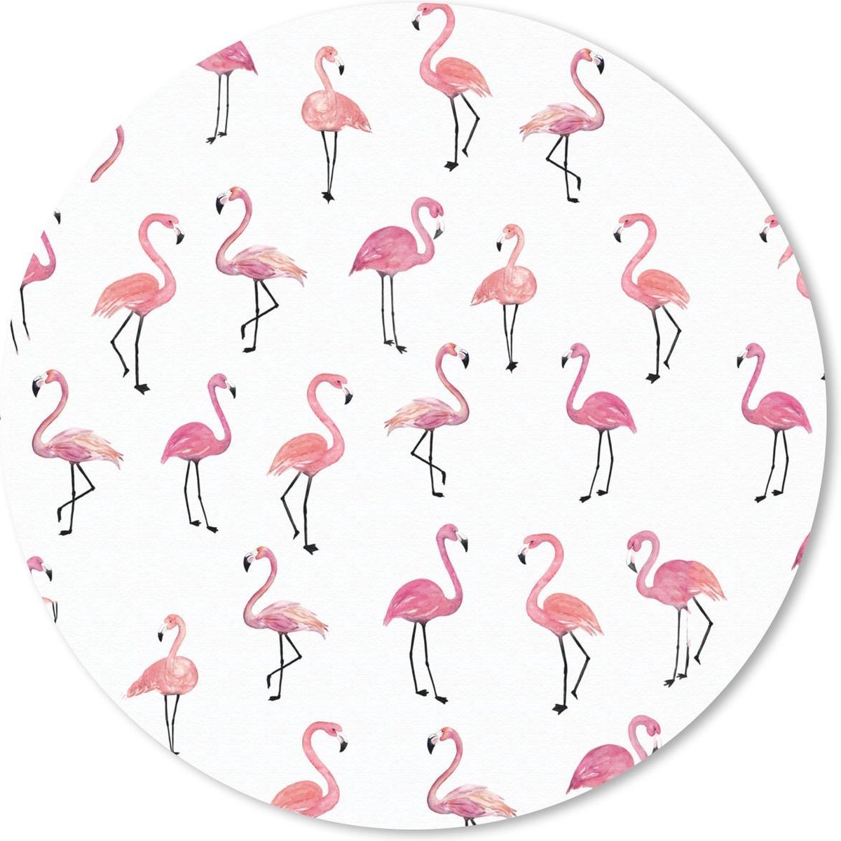 Muismat rond 30x30 cm - Mousepad Flamingo - Vogel - Roze - Patronen - Ronde muismatten