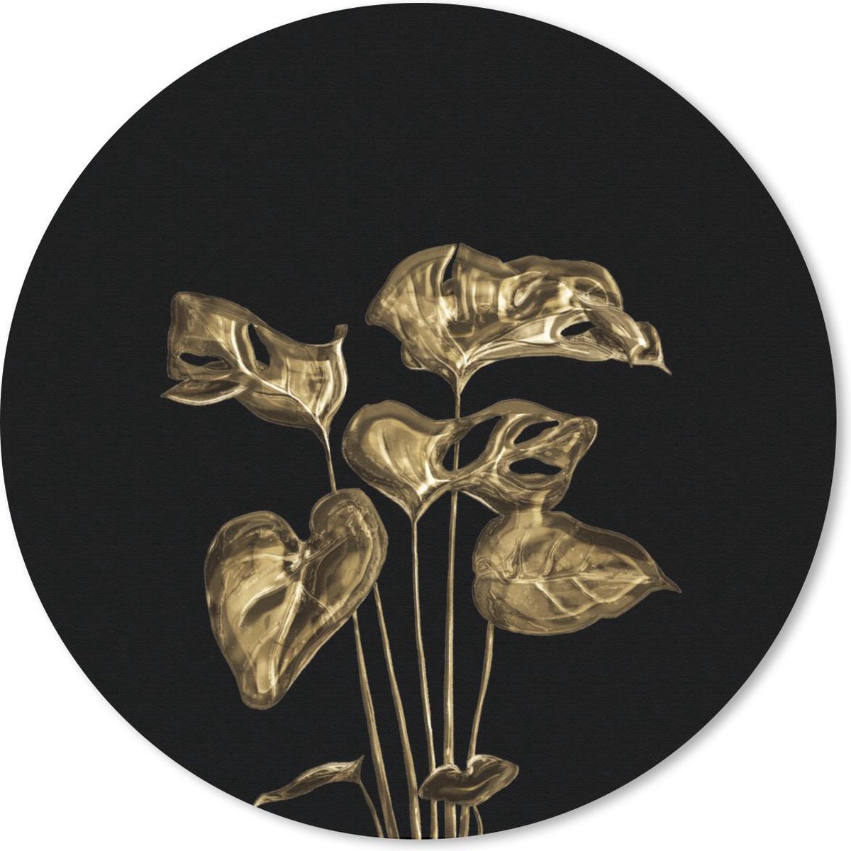 Muismat rond 30x30 cm - Mousepad Bladeren - Goud - Planten - Ronde muismatten