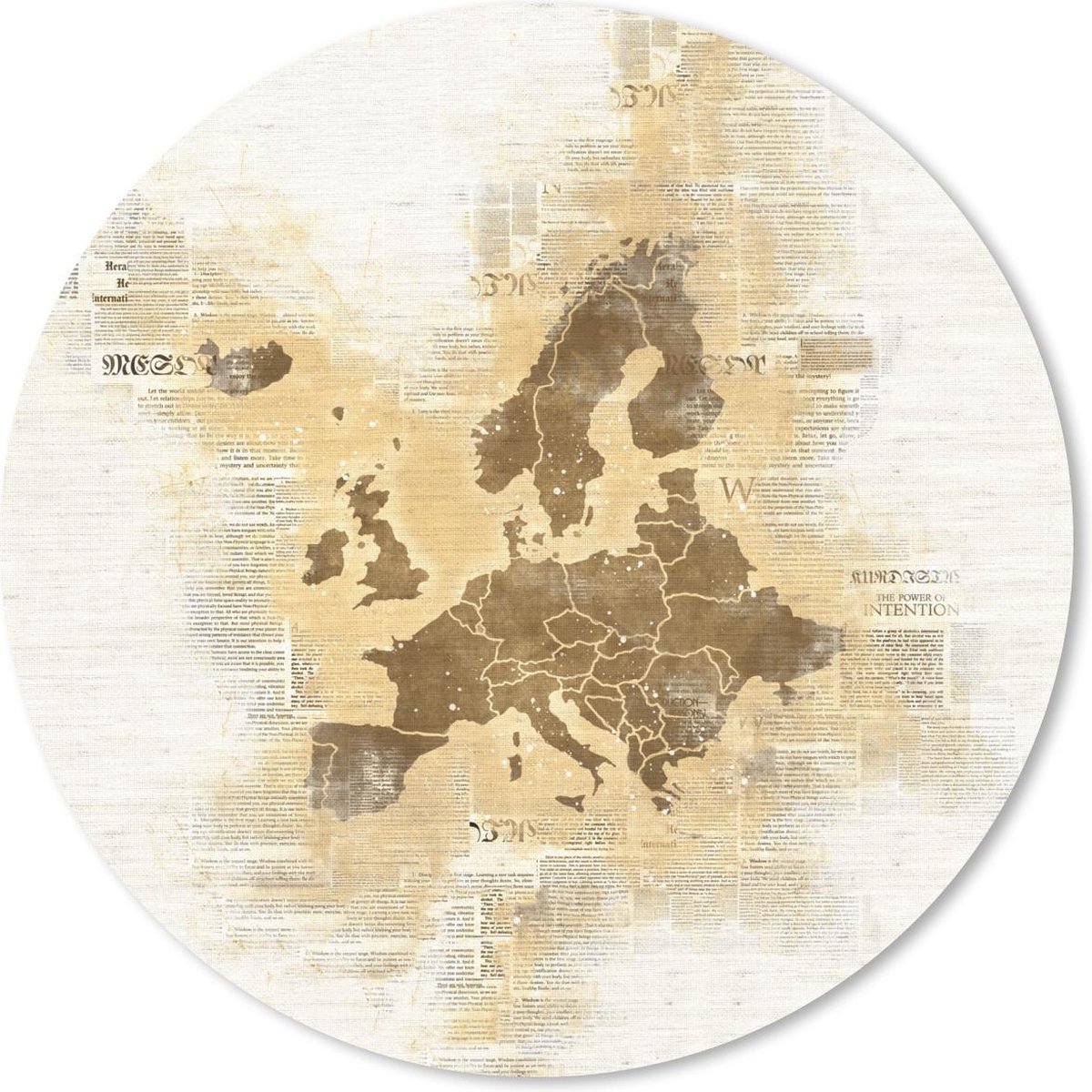 Muismat rond 30x30 cm - Mousepad Europa - Kaarten - Papier - Waterverf - Ronde muismatten