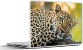 Laptop sticker - 10.1 inch - Luipaard - Natuur - Zonsondergang - 25x18cm - Laptopstickers - Laptop skin - Cover