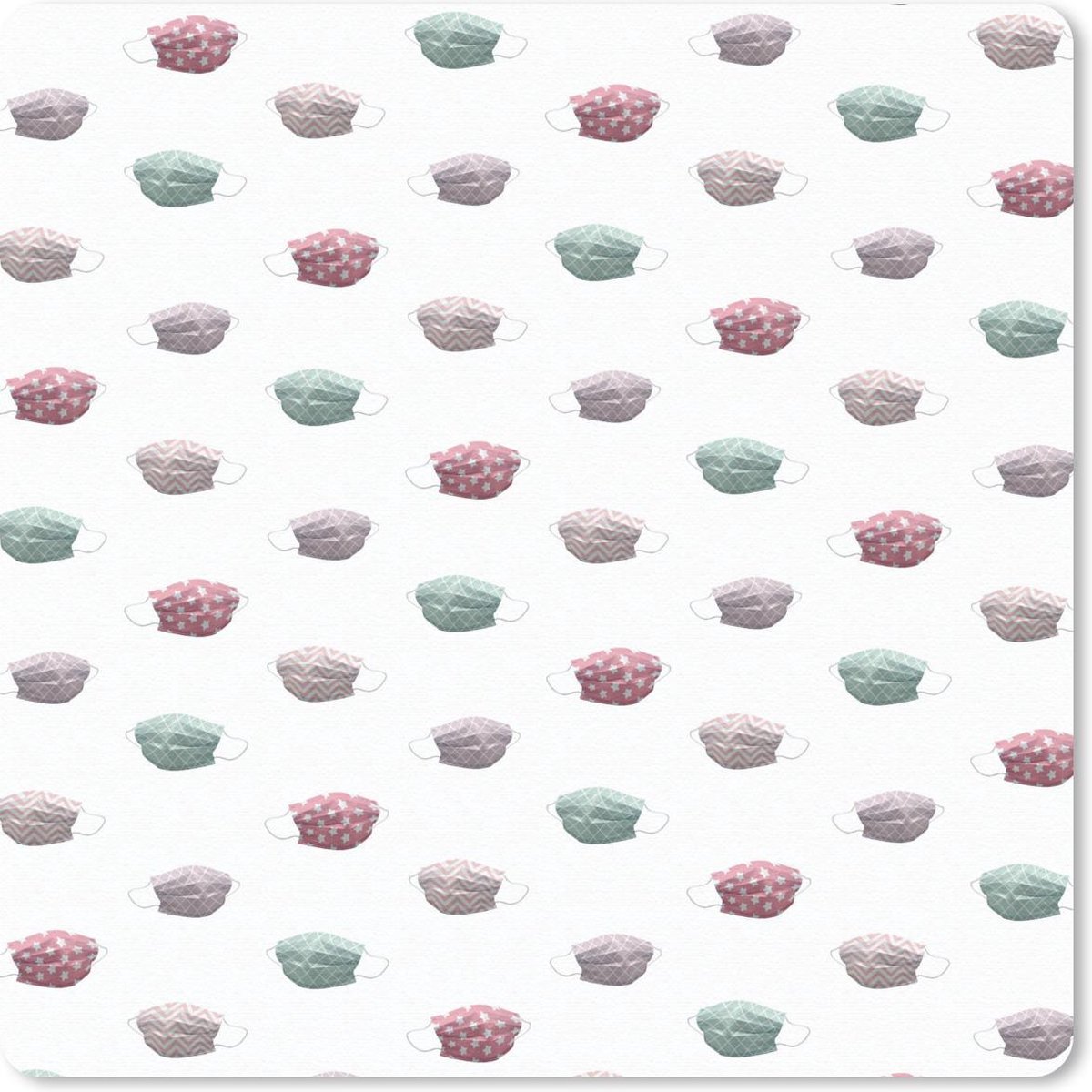 Muismat 20x20 cm - Mousepad Kleuren - Pastel - Mondkapjes - Muismatten