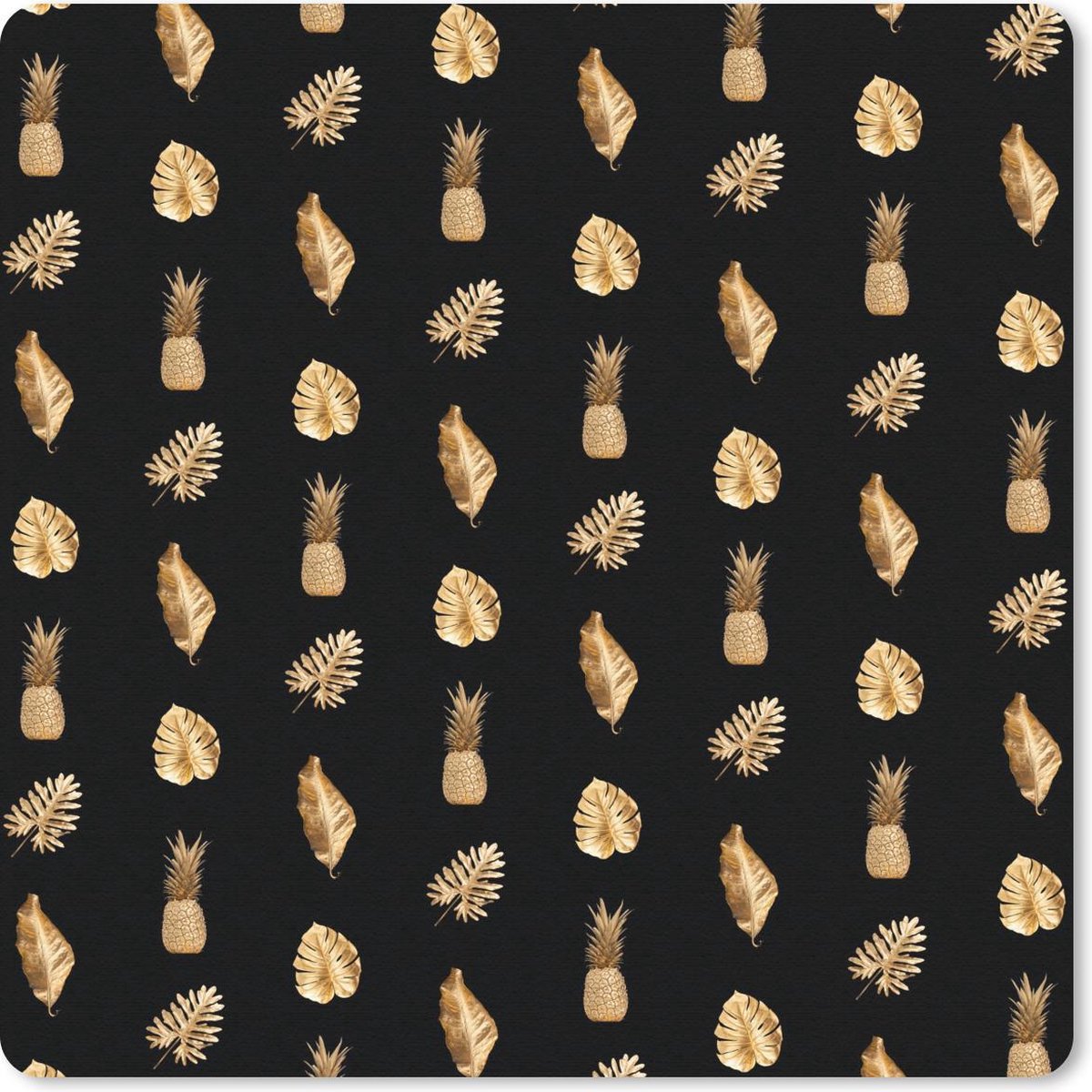 Muismat 30x30 cm - Mousepad Bladeren - Goud - Patronen - Muismatten