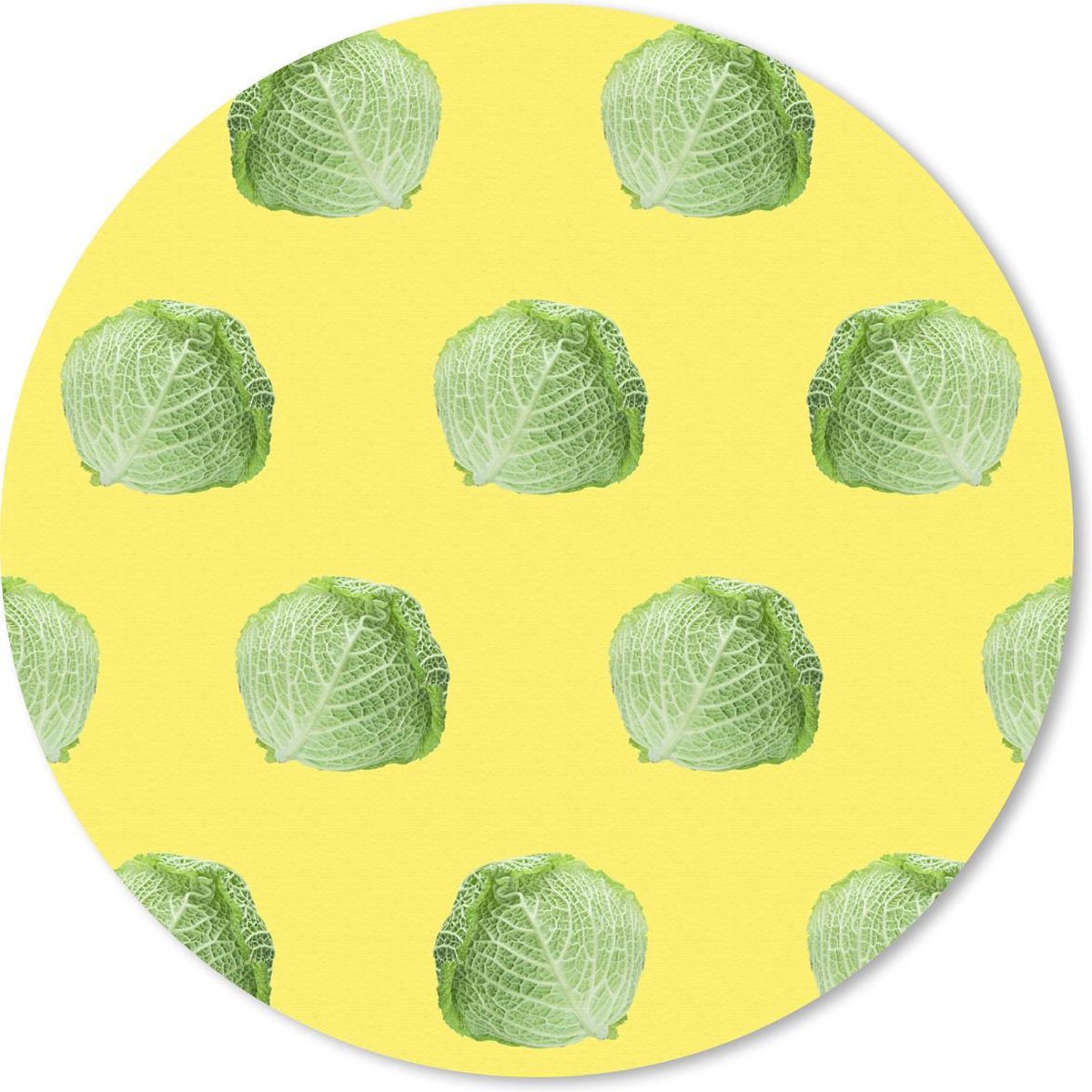 Muismat rond 30x30 cm - Mousepad Sla - Groenten - Patronen - Geel - Ronde muismatten