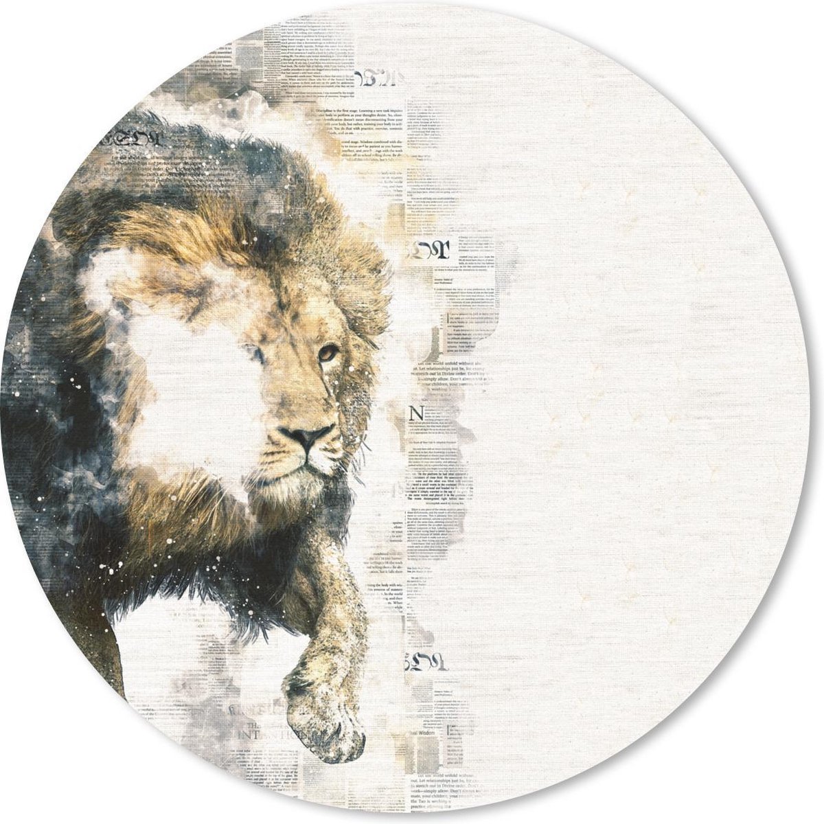 Muismat rond 20x20 cm - Mousepad Leeuw - Krant - Kleuren - Ronde muismatten