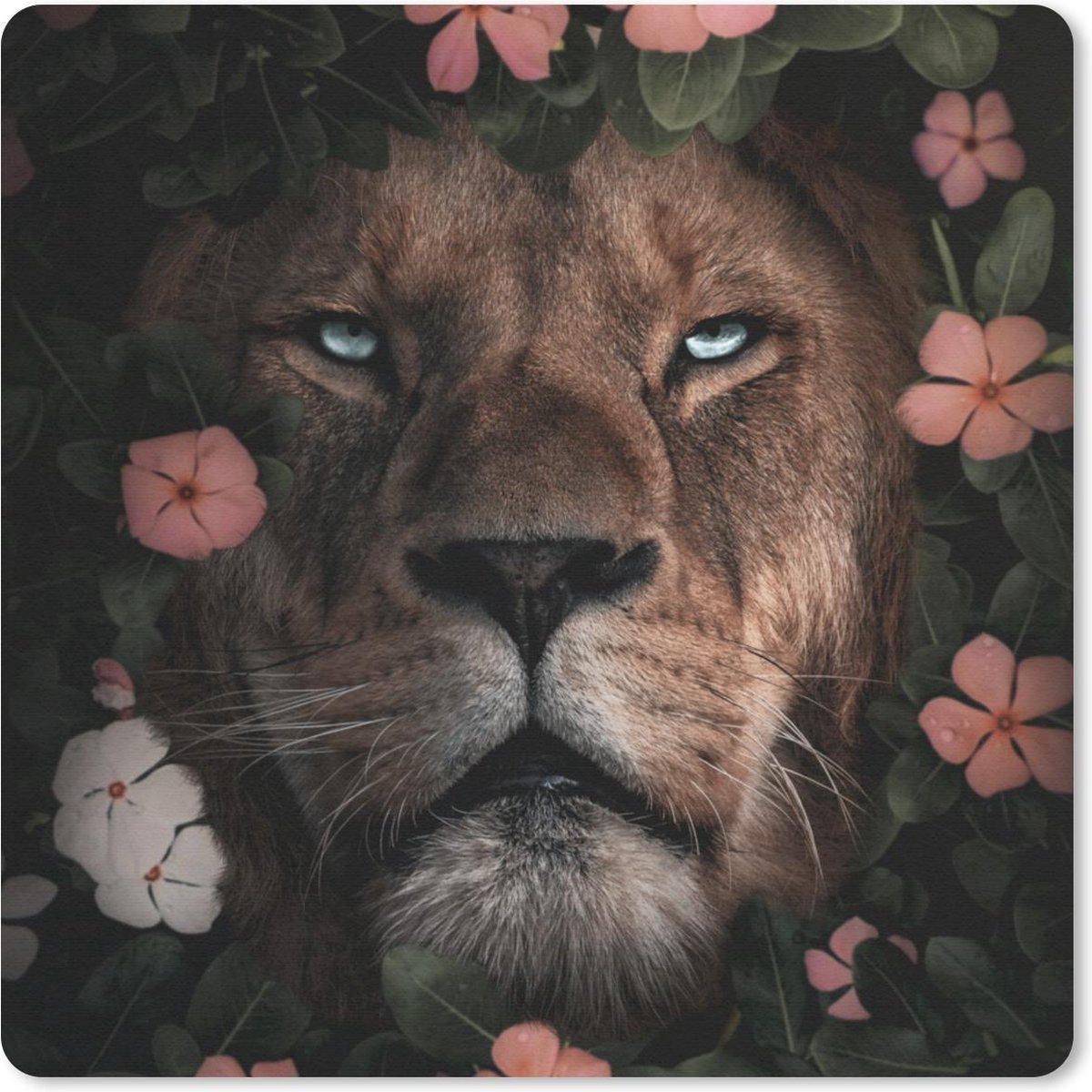 Muismat 30x30 cm - Mousepad Bloemen - Jungle - Leeuw - Muismatten