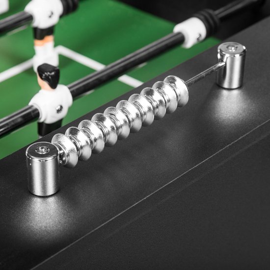 BuckShot Voetbaltafel 141x77x89 cm - 60KG - Zwart - Tafelvoetbaltafel met 2 ballen - MDF - tafelvoetbal 5ft met verstelbare poten en sterke holle stangen