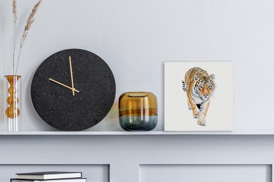 Toile Peintures Tigre - Tête - Wit - 20x20 cm - Décoration murale