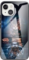 Gehard glas + TPU-randbeschermhoes voor iPhone 13 Mini (kat)