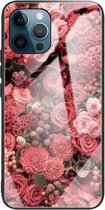 Kleurrijk geschilderd glas schokbestendig beschermhoes voor iPhone 13 Pro (bloem)