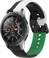 Siliconen Smartwatch bandje - Geschikt voor Strap-it Samsung Galaxy Watch 46mm triple sport band - zwart-wit-groen - Strap-it Horlogeband / Polsband / Armband