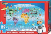 kleurplaat en puzzel Wereld 49 cm karton 100 stuks