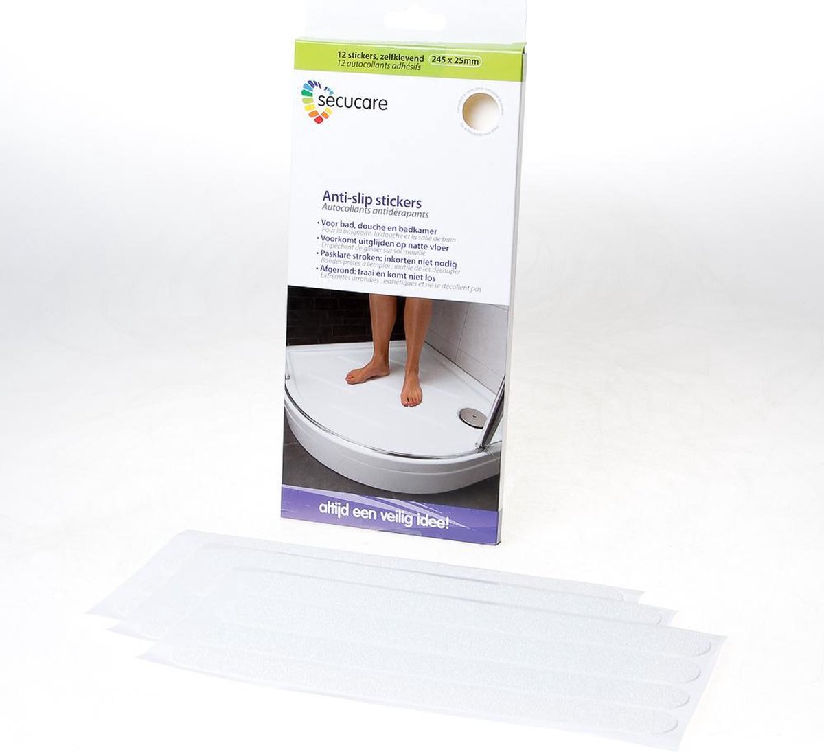 Goedkoopste SecuCare - Antislip sticker - 25x254mm - Wit - Set van 12