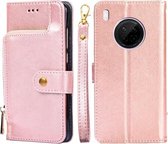 Voor Huawei Y9a Rits Tas PU + TPU Horizontale Flip Lederen Case met Houder & Kaartsleuf & Portemonnee & Lanyard (Rose Goud)