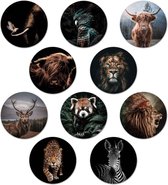 Onderzetters Dieren - WallCatcher | 10 stuks inclusief houder | Kunststof | Rond | Unieke collectie dier