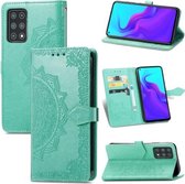 Voor Cubot X30 Mandala Bloem Reliëf Horizontale Flip Lederen Case met Houder & Drie Kaartsleuven & Portemonnee & Lanyard (Groen)