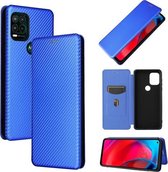 Voor Motorola Moto G Stylus 5G Koolstofvezel Textuur Magnetische Horizontale Flip TPU + PC + PU Lederen Case met Kaartsleuf (Blauw)