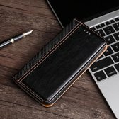 Rastertextuur Magnetisch PU + TPU Horizontaal flip-lederen hoesje met houder en kaartsleuf voor iPhone XS Max (zwart)