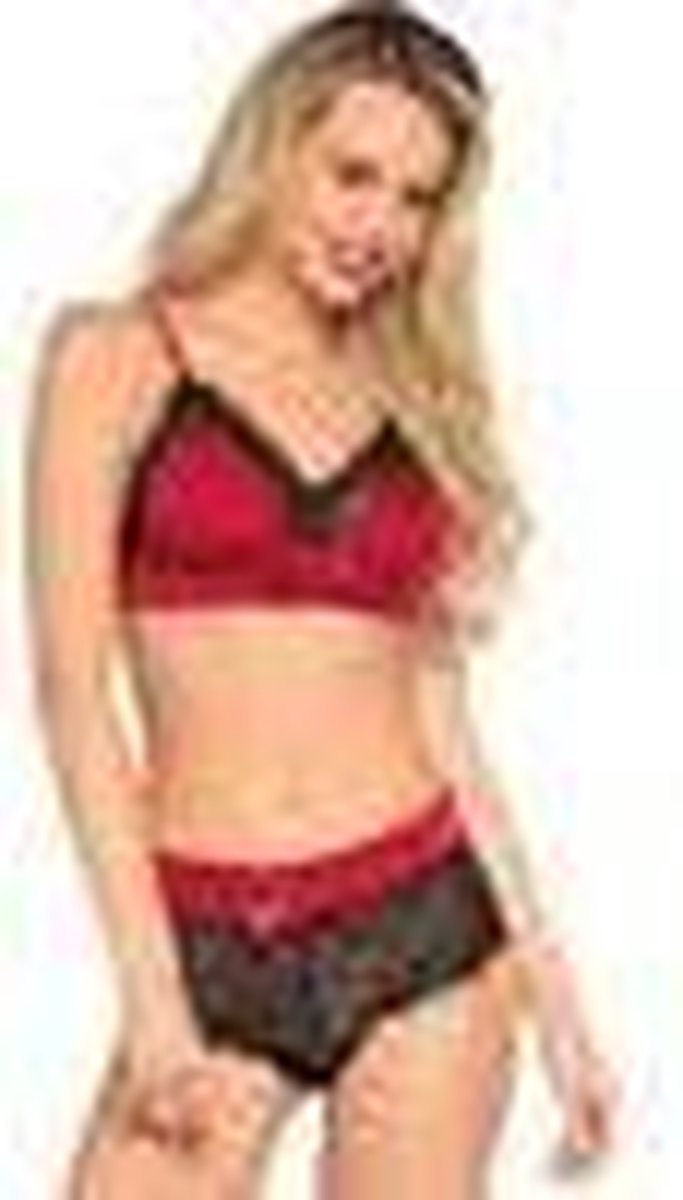 Satin spandex bralette, string