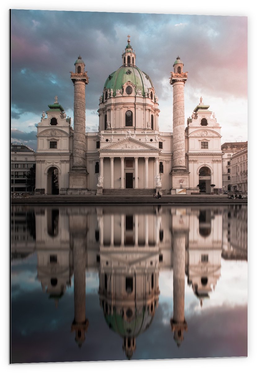 KuijsFotoprint Dibond - Gebouw in Resselpark - Wenen - 60x90cm Foto op Aluminium (Met Ophangsysteem) Blauw