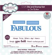 Creative Expressions Stans en Stempelset - 'Fabulous' - 3 x stans en 9 x clear stamp