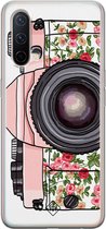 OnePlus Nord CE 5G hoesje siliconen - Hippie camera | OnePlus Nord CE case | Roze | TPU backcover transparant