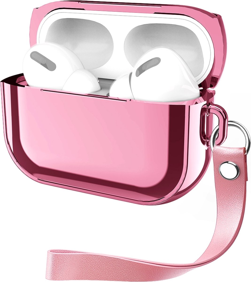 AirPods hoesjes van By Qubix AirPods Pro - AirPods Pro 2 Glans - hard case - Roze Airpods Pro Case Hoesje voor Airpods pro Hoes