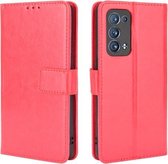 Voor OPPO Reno6 Pro + 5G Crazy Horse Textuur Horizontale Flip Lederen Case met Houder & Kaartsleuven & Lanyard (Rood)