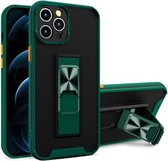 Dual-color Skin Feel TPU + PC Magnetische schokbestendige hoes met onzichtbare houder voor iPhone 12 mini (donkergroen)