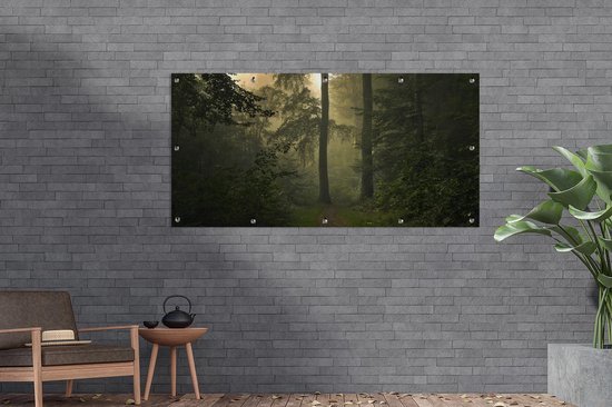 Affiche clôture Forêt - Arbres - Vert - 200x100 cm - Toile de jardin