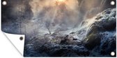 Affiche clôture Cascade - Glace - Brume - 200x100 cm - Toile de jardin