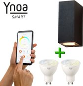 Ynoa slimme buitenverlichting Cannes - Zwart - Zigbee 3.0 - CCT diverse wittinten instelbaar - IP54 - Smart wandlamp voor binnen en buiten