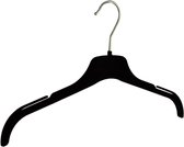 De Kledinghanger Gigant - 40 x Blouse / shirthanger kunststof velours zwart met rokinkepingen, 41 cm