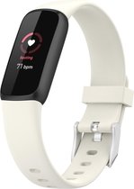 By Qubix Fitbit luxe bandje - Sportbandje met gesp - Maat: Large - Ecru Smartwatchbandje horlogeband polsband Armband Strap Band Watchband