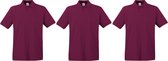 3-Pack maat 3XL grote maat bordeaux rood polo shirt premium van katoen voor heren 3XL - Polo t-shirts voor heren